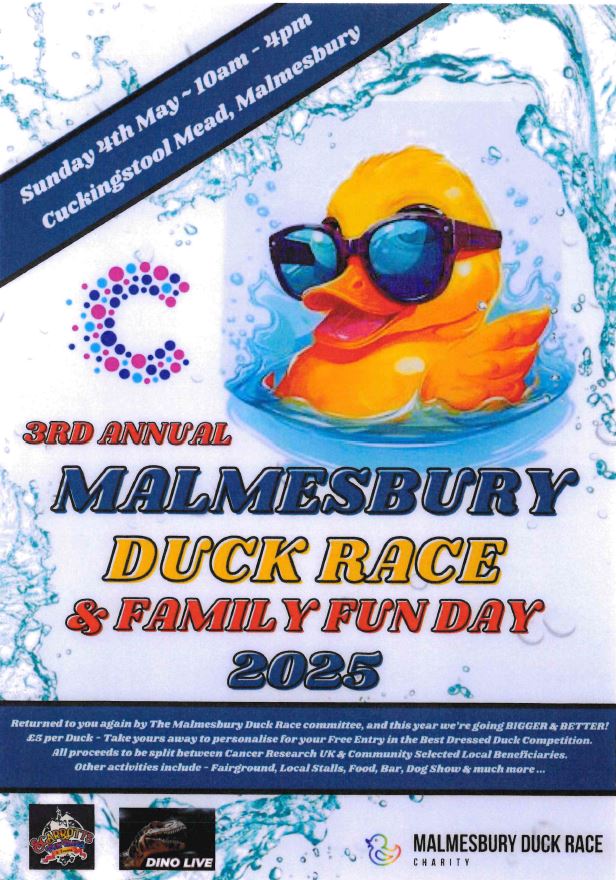 3rd Malmesbury Duck Race & Family Fun Day- Proceeds split between Cancer Research UK & Community Local Beneficiaries